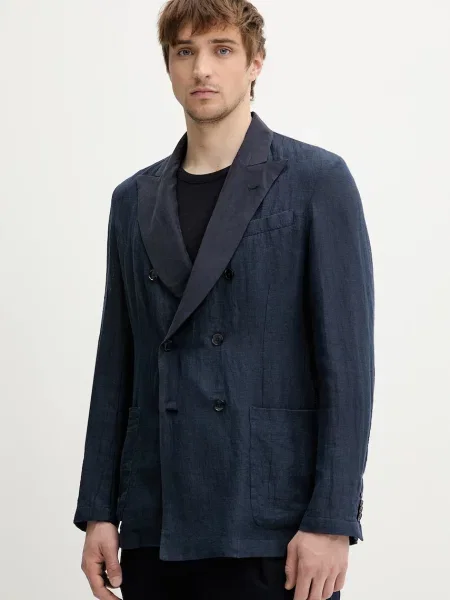 Lanen suknjič BARENA VENEZIA Camicia Mola mornarsko modra