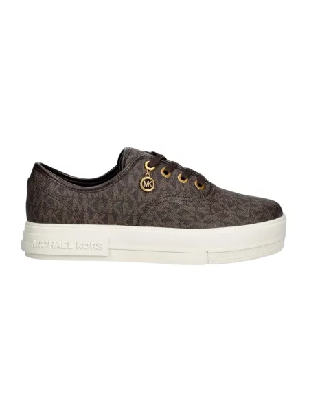 Sneakersy Michael Kors sznurowane koronkowe z logo brązowe