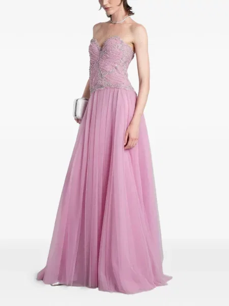 Rochie maxi Costarellos fără bretele roz