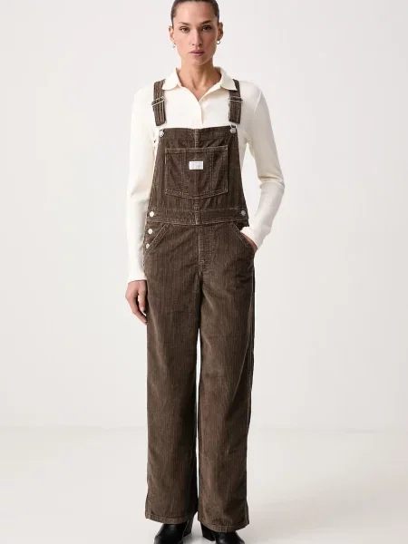 Levi's salopetă din catifea reiată pentru femei FL BAGGY OVERALL maro