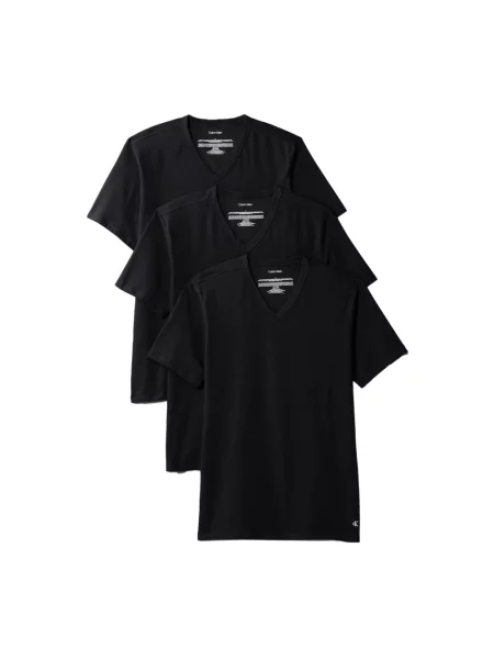 Calvin Klein Koszulka W Serek 3 Szt. Cotton Stretch Blend schwarz czarna