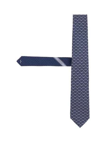 Cravată Ferragamo de mătase cu imprimeu geometric albastru