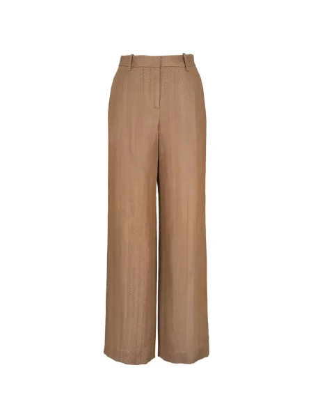 Pantaloni Twp cu model herringbone maro