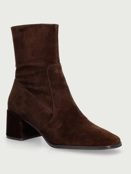 Nokwol botine cu pentru femei din piele întoarsă Jan Brown Suede maro