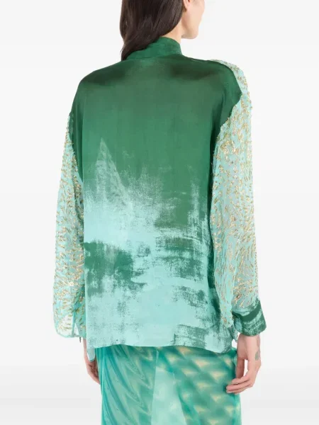 Bluză Roberto Cavalli de mătase verde