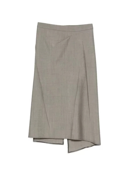 Gyapjú midi szoknya Victoria Beckham szürke