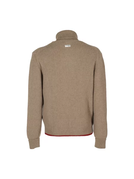 Sweter Fay wełniany retro brązowy