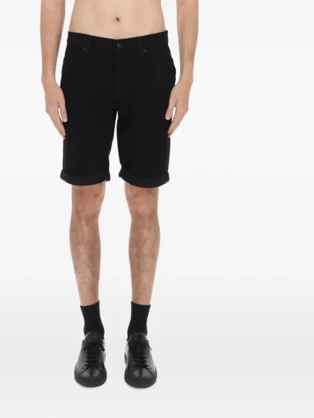 Pantaloni scurți din denim Hugo stretch conici negru