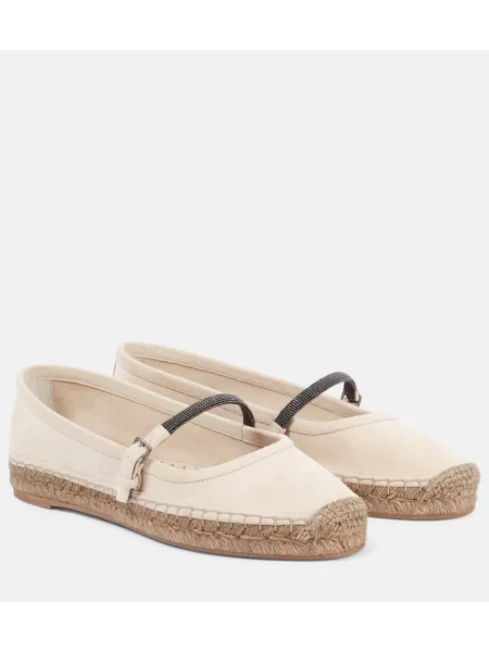 Espadrile Brunello Cucinelli din piele de căprioară bej