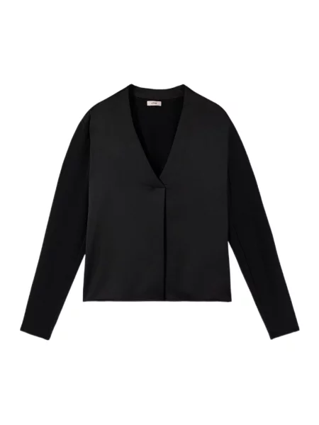 Bluzka Oltre z długim rękawem czarna