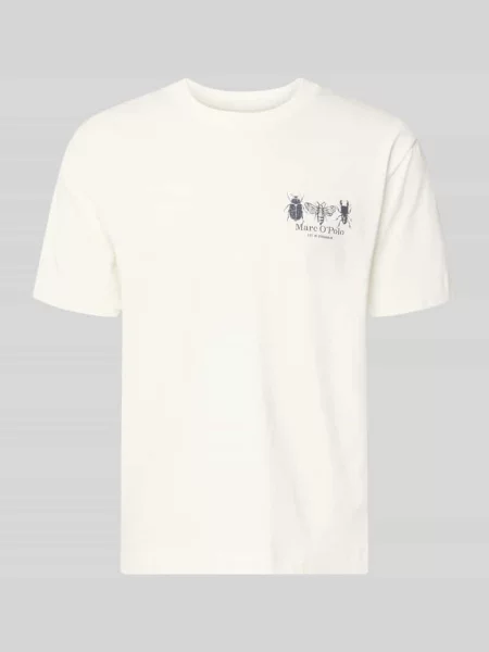 T-shirt o kroju relaxed fit z czystej bawełny Marc O'polo biała