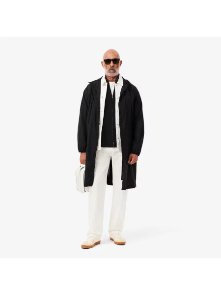 Lacoste Monochromatyczny Sweter Z Wysokim Kołnierzem I Zamkiem Błyskawicznym czarny