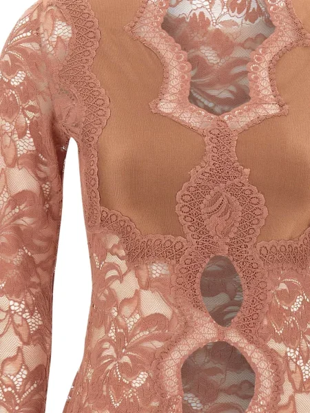 Top Rabanne cu model floral din dantelă