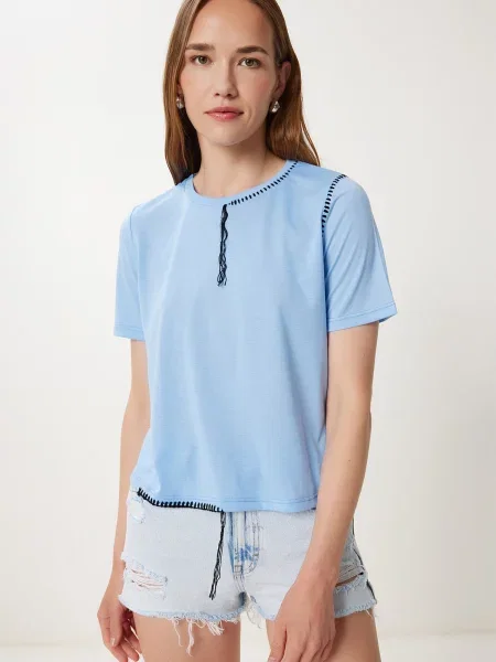 Happiness İstanbul Tricou albastru deschis negru