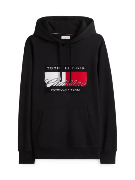 Mikina s kapucí Tommy Hilfiger s autogramem černá