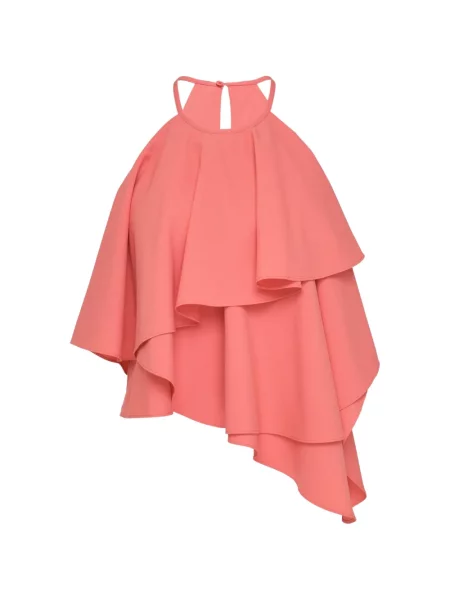 Top Club21 Collection cu volane asimetric roz