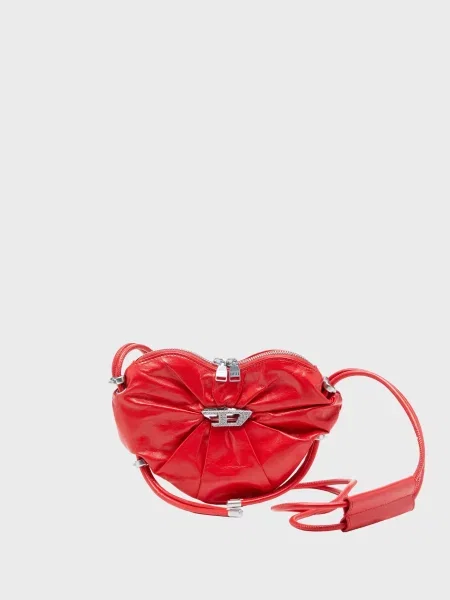 Шкіряна сумочка Diesel з сердечками червона