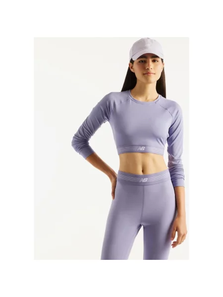 Koszulka z długim rękawem New Balance AC Fitted liliowy XS niebieska