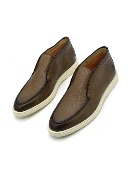 Sneakersy Santoni skórzane brązowe