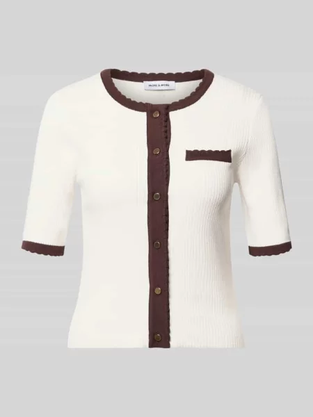 Kardigan w dzianinowej optyce krój slim fit More & More biały