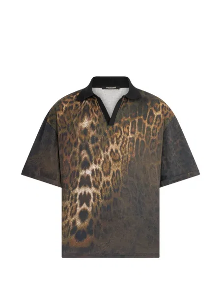 Scurt tricou polo Roberto Cavalli cu imagine maro