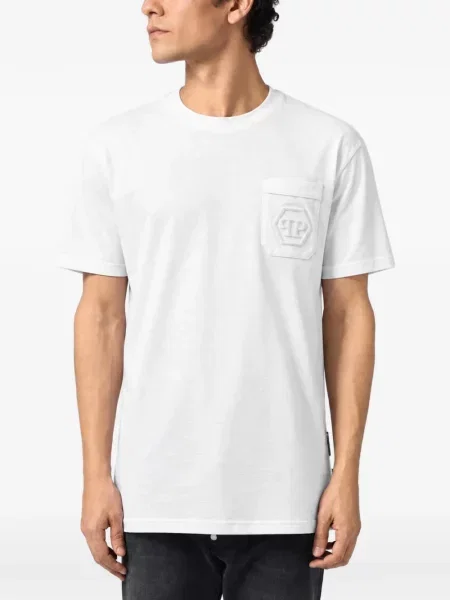 Tricou Philipp Plein cu decolteu rotund alb