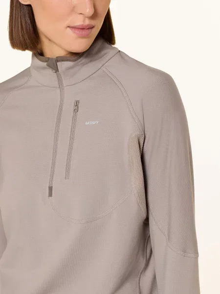 Satisfy Koszulka Do Biegania Ghostfleece™ Half Zipp braun szara