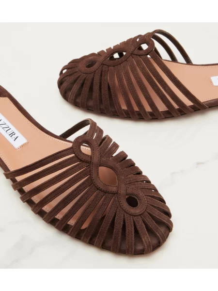 Mules Aquazzura iz semiša rjava