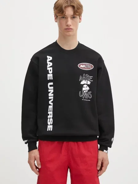 Μπλούζα AAPE Basic Crew Neck μαύρο