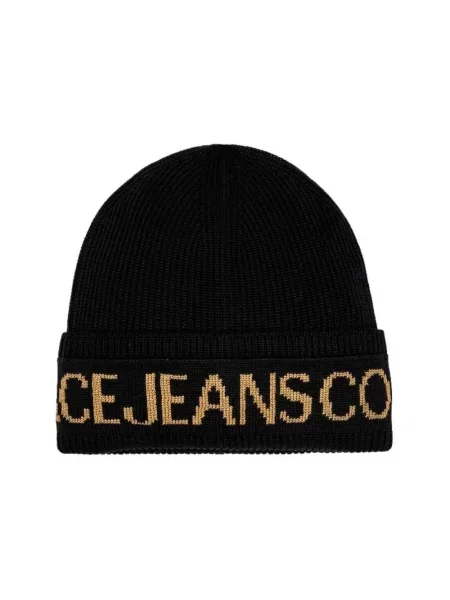 Czapka Versace wełniana z logo czarna