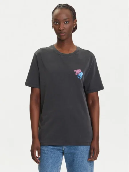 Тениска Tommy Jeans дамска сиво