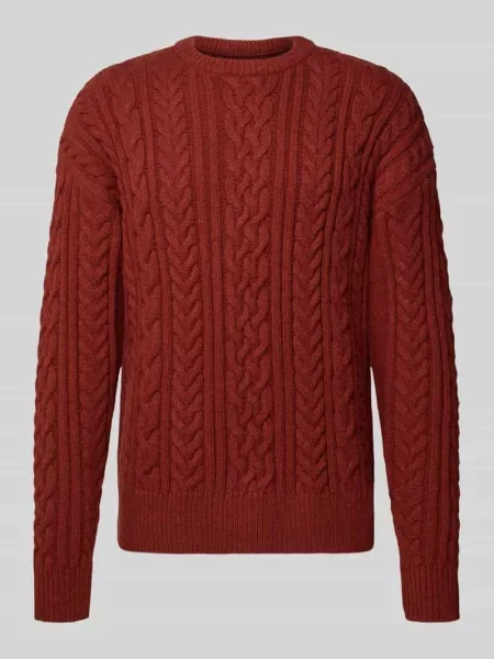 Sweter z dzianiny z wzorem warkocza Jake*s Studio Men czerwony
