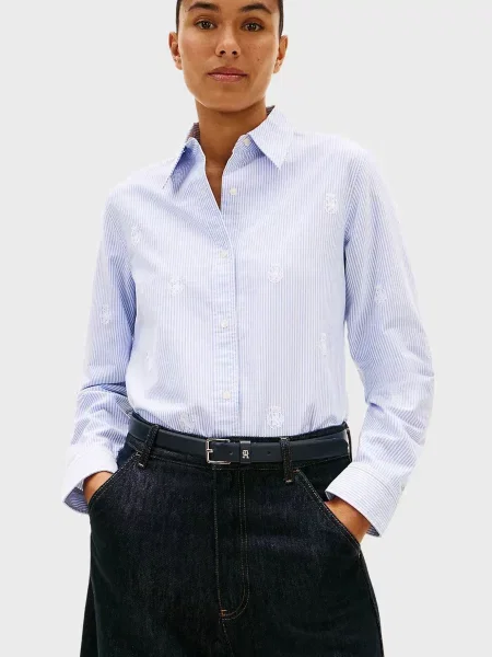 Смугаста твілова сорочка Tommy Hilfiger блакитна
