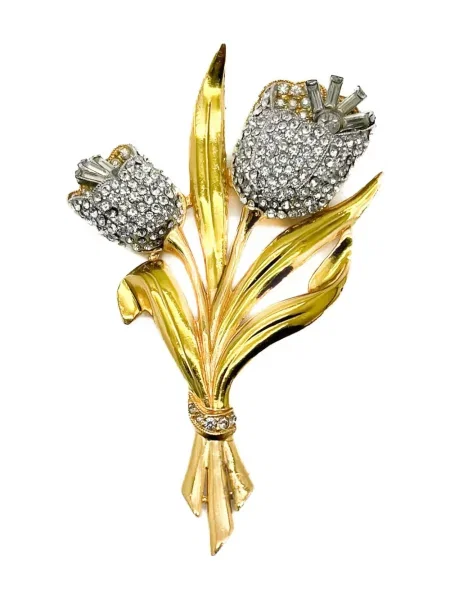 Brosa Jennifer Gibson Jewellery cu model floral auriu