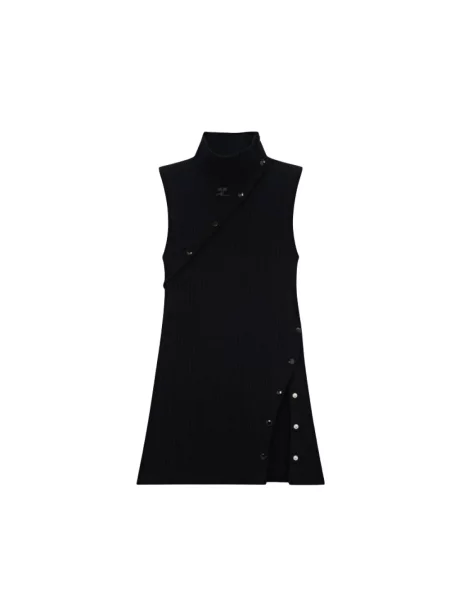 Dzianinowy sweter z golfem Courreges do golfa czarny