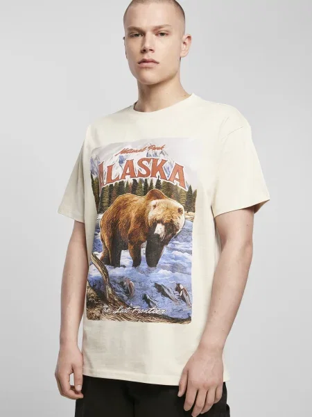 Mister Tee Tričko Alaska režná / světlemodrá / světle hnědá / červená bílé