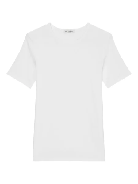 Scurt tricou polo Marc O'polo cu decolteu rotund alb