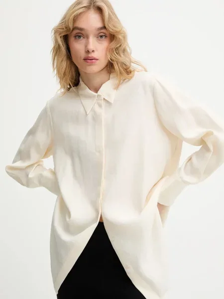 Классическая ошейниковый рубашка Answear.lab бежевая
