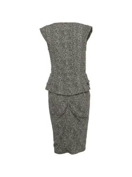 Rochie mini Elisabetta Franchi cu model herringbone din crep negru