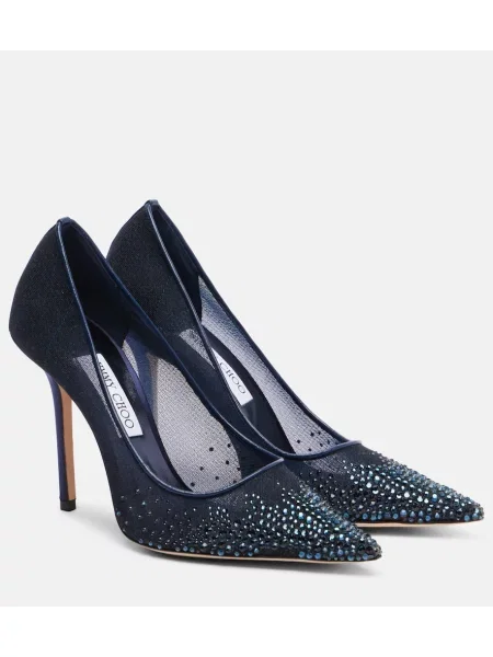 Pantofi cu toc Jimmy Choo de cristal albastru