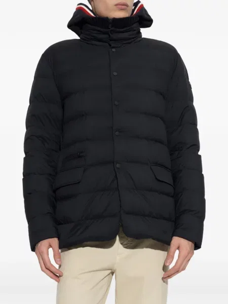 Geacă cu puf Moncler cu glugă albastru