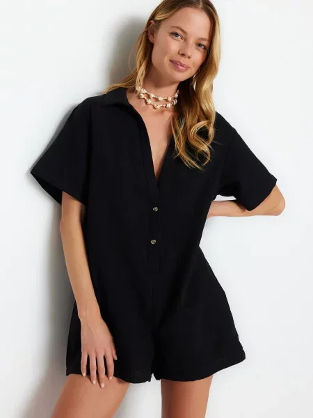 Salopetă scurtă Trendyol negru