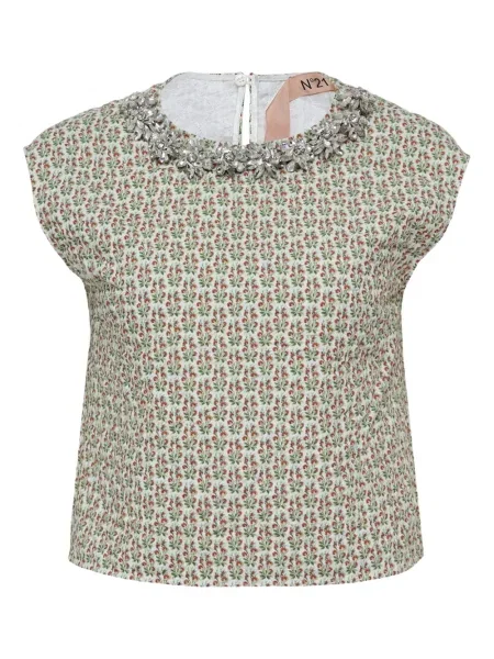 Bluză N°21 cu model floral cu imagine alb
