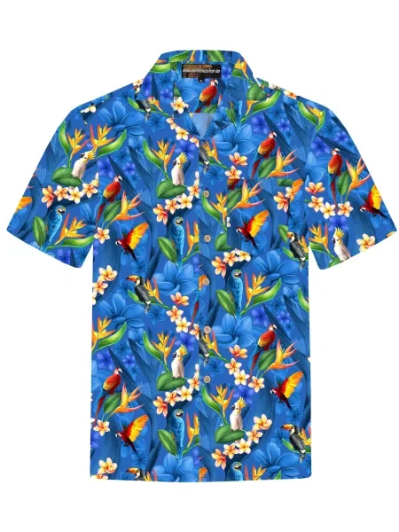 Hawaiihemdshop.de Košulja Hawaiihemd "Flower Parrots blue "' plava
