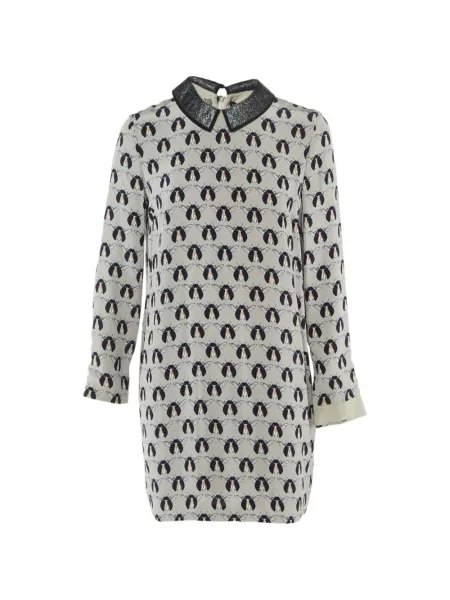 Rochie mini Victoria Beckham de mătase cu imagine gri