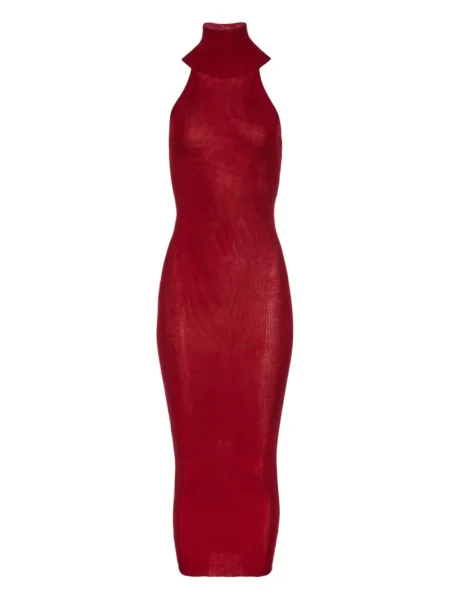 Sukienka midi Magda Butrym do kolan garniturowa prążkowana czerwona