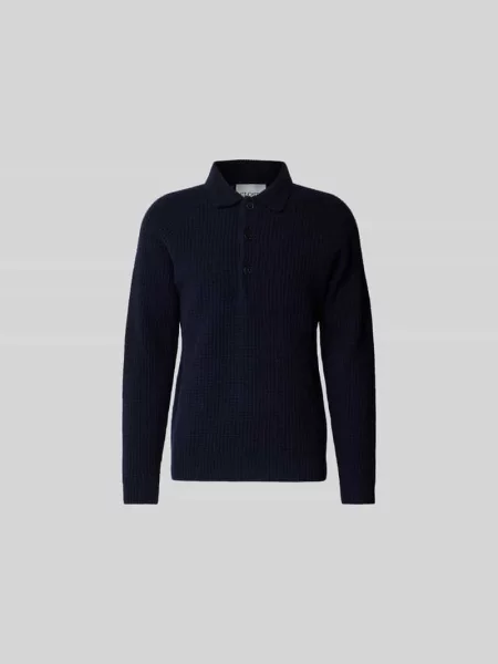 Sweter z imitacji dzianiny z kołnierzykiem polo Closed granatowa