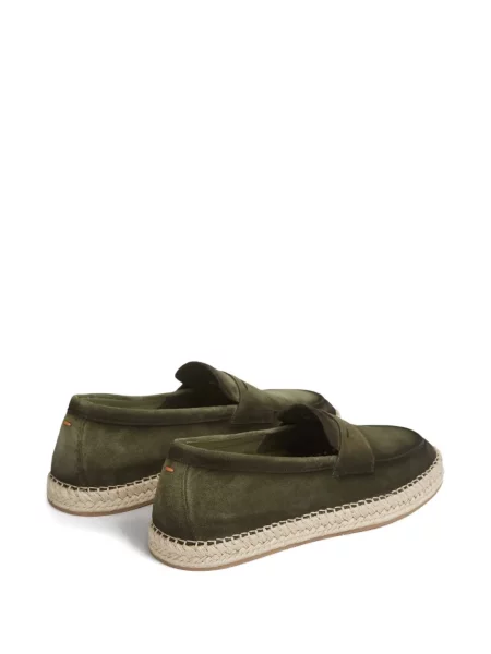 Espadrile Santoni din piele de căprioară verde
