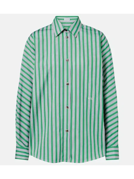 Cămașă Loewe cu dungi din poplin verde