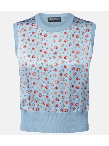 Vestă Dolce&gabbana de mătase cu model floral albastru